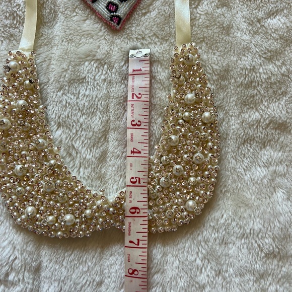 Ladies Detachable False Collar with Rhinestones and Faux Pearls - Picture 8 of 9